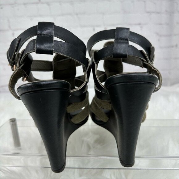 Balenciaga Women’s Black Strap Buckle Canvas Animal Designer Wedge Heels EU 39.5 - Picture 11 of 17